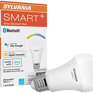 LEDVANCE Sylvania LED Smart Bluetooth A19 Tunable White Light Bulb, 2700K – 6500K, 60W, Dimmable, for Alexa / Apple HomeKit / Google Assistant, Energy Star – 1 Pack (75814)