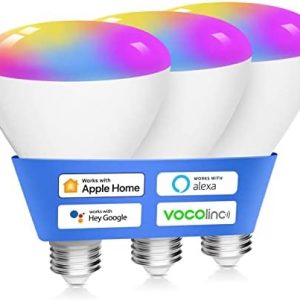 VOCOlinc Smart Light Bulbs 3Pack, BR30 RGBW Color Changing Light Bulb Works with Alexa, Apple Homekit and Google Assistant, Multicolor 2200K-7000K Dimmable, 800 Lumens 9.5W (60W Equivalent) E26 Base