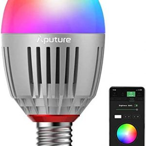 Aputure Accent B7C Smart Led Light Bulbs 7W RGBWW,TLCI 96+ CRI 95+ 2,000K-10,000K Adjustable 0-100% Stepless Dimming CCT/HSI/FX Mode Sidus Link App Control Built-in Battery/AC Power via E26/E27 Socket