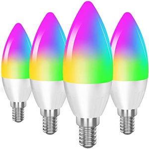 Dogain Smart Light Bulb Works with Alexa Google Home Siri Shortcut E12 Base B10/B11 WiFi-Bluetooth Candelabra LED Light Bulb Color Changing Dimmable Chandelier Light Bulbs 360 lm 35w Equivalent 4 Pack