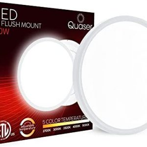 Quaser Premium LED Flush Mount Ceiling Light with 5 Different Color Temperatures Low-Profile Round LED Light 12 inch 20W 2000 Lumen 120 Volt, Light Fixture for Hallway, Bedroom, Bathroom-White