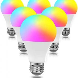 DAYBETTER Smart Light Bulbs, WiFi Light Bulbs Full Color Dimmable, 2.4Ghz E26 9W Multicolor Led Light Bulb RGBW, Music Sync Color Changing Bulb, Work with Alexa, Google Home and Magic Home APP, 6 Pack
