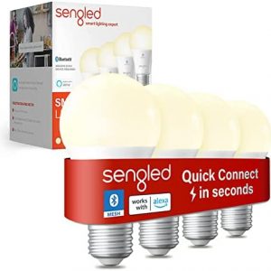 Sengled Alexa Light Bulb, Bluetooth Mesh Smart Light Bulbs, Smart Bulbs That Work with Alexa Only, Dimmable LED Bulb E26 A19, 60W Equivalent Soft White 800LM, Certified for Humans Device, 4 Pack