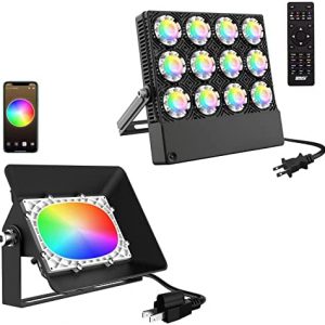 SANSI Led Flood Light RGBW Outdoor Color Changing Led Lights Bluetooth Smart Floodlights 50W,16 Million Colors,12 Modes,Dimmable,Timing, for Energy Saving,Backyard Tree Stage iOS