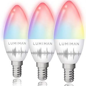 LUMIMAN Candelabra Smart Bulb E12 LED Smart Light Bulbs WiFi RGB Color Changing Smart Lights That Work with Alexa Google Home Music Sync Tunable White 5W 400lm No Hub Required 3 Pack