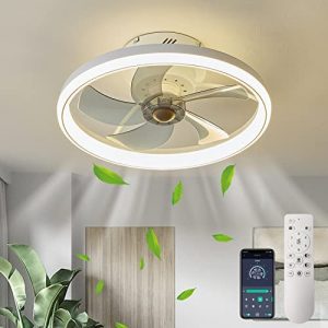 LMiSQ Modern Ceiling Fans with Lights Reversible Fan with Remote 20in Smart Ceiling Fan Lighting Timing 6 Speeds Low Profile Ceiling Fan with Light Dimmable LED Fan Light 48W Flush Mount for Bedroom