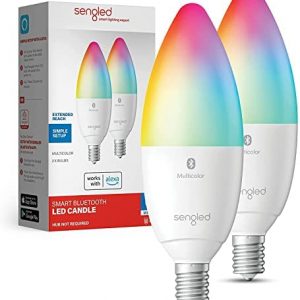 Sengled Alexa Light Bulb, Candelabra Light Bulbs Color Changing, Candelabra LED Light Bulbs 450 LM 45W Equivalent RGBW, E12 LED Bulb, Smart Bulbs That Work with Alexa Only, No Hub Request, 2 Pack