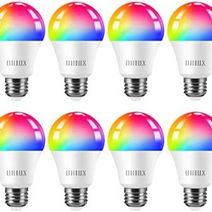 OHLUX Smart WiFi Light Bulbs, 900LM 10W (100W Equivalent) Compatible with Alexa Google Home Siri, WiFi Color Changing LED Light Bulbs, 16 Million DIY RGB Light Bulbs, A19 E26 8Pack