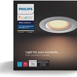 Philips Hue White Ambiance Dimmable LED Smart Retrofit Recessed Downlight (5-Inch/6-Inch Compatible with Amazon Alexa Apple HomeKit and Google Assistant)