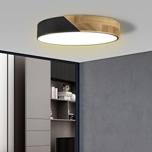 Ketom Modern Flush Mount Ceiling Light Fixture 12 Inch LED Ceiling Light, 24W Minimalist Round Shaped Wood Ceiling Lamp Warm White 3000K, Not Dimmable