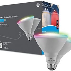 GE CYNC Smart LED Light Bulbs, Color Changing Lights, Bluetooth and Wi Fi Lights, Works with Alexa and Google Home, PAR38 Outdoor Floodlights (2 Pack)