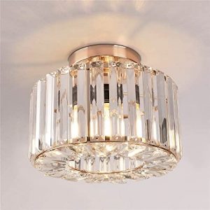 FRIDEKO HOME Semi Flush Mount Ceiling Light – Crystal Chandelier Hallway Light fixtures Ceiling Modern Light Fixture Gold Flush Mount Ceiling Light for Entryway Bedroom Bathroom Living Room