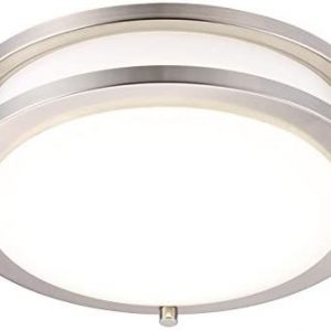 CLOUDY BAY LED Flush Mount Ceiling Light,10 inch,17W(120W Equivalent) Dimmable 1050lm,4000K Cool White,Brushed Nickel Round Lighting Fixture for Kitchen,Hallway,Bathroom,Stairwell, ETL/JA8