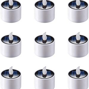 Lerparta 9Pcs Solar Tea Lights, Rechargeable Led Flameless Tealight Candles for Window Camping Emergency Home Decor