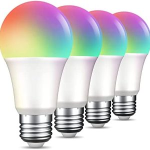 Smart Light Bulbs, Color Changing A19 E26 8W WiFi Led Light Bulb Works with Alexa, Google Home, Dimmable RGB Warm White 2700K, 800 Lumens, 2.4Ghz Only, Smart Home Lighting Bulb No Hub Required, 4 Pack