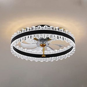 YVAMNAD Smart Home Fan Ceiling Light Invisible Mute Fan Lamp Bedroom Living Room Fan with Lights LED 3-Color Dimmable 3-Speed Win Fan Indoor Lighting Fixtures Wite Remote