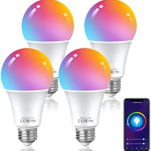 Alexa Light Bulb , Smart Light Bulb , RGB Light Bulbs , LED WiFi+BLE Smart Bulb ,Bulb Works with Alexa/Google Assistant ,9W 806lm ,Schedule , Dimmable , Biorhythm ,No Hub(4PACK)