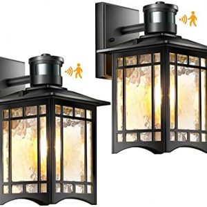 XANGQAN 2 Pack Motion Sensor Outdoor Wall Lights, Dusk to Dawn Lighting, Modern Led Exterior Light Fixture, Anti-Rust Lantern for Front Porch, Waterproof Black Outdoor Wall Sconce for Garage Patio