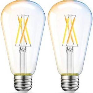 LVWIT ST21 Edison Smart Bulb WiFi Dimmable Vintage LED Light Bulb, 60 Watt Equivalent, E26 Base, 2700K – 6500K, Compatible with Alexa, Google Assistant, No Hub Required,2 Pack