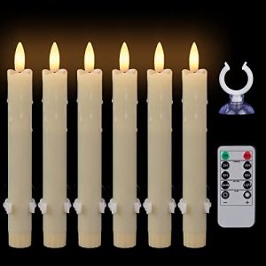 NOMFIX Ivory Flameless Taper Candles with Remote Timer, 7.48 Inches Drip Wax Look Flameless Candlesticks, Battery Operated Led Window Candles with 3D Wick for Fireplace Xmas Christmas-6 Pack