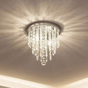 lifeholder Mini Chandelier, Crystal Chandelier Lighting, 2 Lights, Flush Mount Ceiling Light, H10.4” x W8.66” Modern Chandelier Lighting Fixture for Bedroom, Hallway, Bar, Kitchen, Bathroom