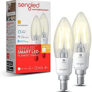 Sengled Zigbee Smart Light Bulbs, Smart Hub Required, Work with SmartThings and Echo with Built-in Hub, Voice Control with Alexa and Google Home, Soft White B11 Candelabra Light Bulbs 40W Eqv. 2 Pack