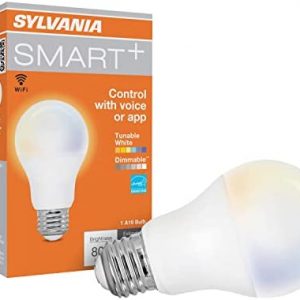 Sylvania WiFi LED Smart A19 Light Bulb, 9W Efficient, Tunable White, 2700K – 6500K, for Alexa / Google Assistant / Siri Shortcuts, Energy Star, Frosted – 1 Pack (75803)