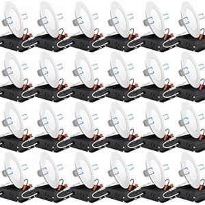 Sunco Lighting 24 Pack 4 Inch Ultra Thin LED Recessed Ceiling Lights Slim, 5000K Daylight, Dimmable 10W=60W, 650 LM, Smooth Trim Damp Rated, Canless Wafer Thin with Junction Box – ETL & Energy Star