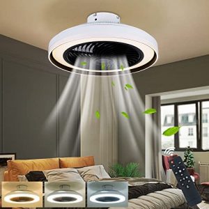 20″ Modern Ceiling Fan with Lights ,Enclosed Low Profile Fan Light, Flush Mount Ceiling Fan Light3-Color 3-Level Wind Speed, Smart LED Remote Control Dimmable Hidden Electric Fan
