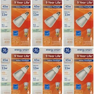 (6 Bulbs) GE Energy Smart CFL R20, 400 lumens, 45 watt Equivalent, Soft White Directional R20 Indoor Floodlight CFL Bulb