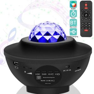 Galaxy Star Night Light Projector – 21 Lighting Effects, Adjustable Brightness, On/Off Switch, Voice Control, Timer – 3 in 1 Ocean Wave Light for Bedrooms, Children’s Rooms, Nurseries