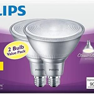 Philips 90W Equivalent Bright White (3000K) PAR38 Dimmable Classic Glass LED Energy Star Flood Light Bulb (2-Pack)