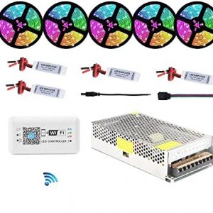 LED Decoration Accessories 5M-25M DC12V WiFi LED Strip 5050 60LED/M Smart Light Phone Music Sync Control Flexible LED Tape Full Kit for Home Lighting Light Outdoor/Indoor ( Color : 15m Rgb Kit , Size
