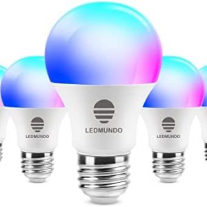 Smart Light Bulbs, A15 Bulbs 60W Equivalent – 2700K-6500K – 7W – RGBCW LED Bulb E26 Base – 700LM – WiFi Light Bulb – Ceiling Fan Light Bulb, Compatible with Alexa & Google Home, 5 Pack
