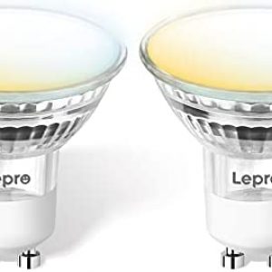 Lepro GU10 Smart LED Light Bulbs, Compatible with Alexa & Google Assistant, Dimmable with App, 50W Equivalent, Tunable White Track Light Bulb, No Hub Required, 2.4G WiFi Only, Pack of 2