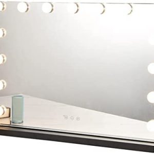 LED Vanity Mirror with Light Bulb Lighted Smart Mirror with Touch Lights 3 Color Dimmable Vanity Table Lighting Fixtures