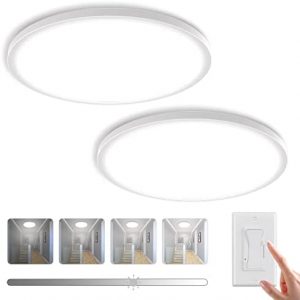 libtit 12 Inch Dimmable LED Ceiling Light Flush Mount 2 Pack, 28W 5000K Daylight White Surface Mount Flat LED Light Fixtures, Round Low Profile Ceiling Light for Bedroom Kitchen Bathroom Hallway
