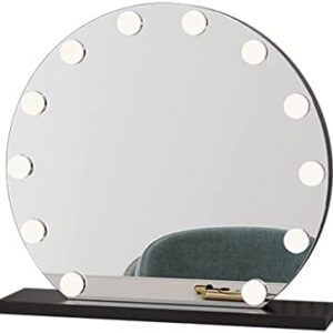 Semicircle Vanity Mirror with Lights Smart Touch 3 Colors Dimmable Dresser Lights Energy Saving for Dressing Room Tabletop Eye Protection Lamp ( Color : Black_50cm )