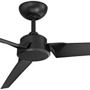 Roboto Smart Indoor and Outdoor 3-Blade Ceiling Fan 52in Matte Black with Remote Control works with Alexa, Google Assistant, Samsung Things, and iOS or Android App