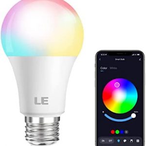 LE Color Changing Light Bulbs, Bluetooth Smart LED Bulb, Dimmable via App, 60 Watt Equivalent, 2700K-6500K Tunable White, A19 E26 RGB Bulb for Bedroom Home Party and More