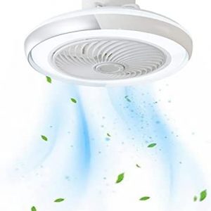 FAZRPIP Modern Ceiling Fan with Lights,19in,3 Colors Dimmable 3 Speeds and Timing Smart Enclosed Bladeless Ceiling Fan and Remote Control, LED Flush Mount Low Profile Ceiling Fans