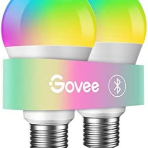 Govee LED Light Bulb Dimmable, Music Sync Color Changing Light Bulbs, A19 7W 60W Equivalent, No Hub Required Multicolor Bluetooth Light Bulbs with App Control for Party Home (Don’t Support WiFi/Alexa)