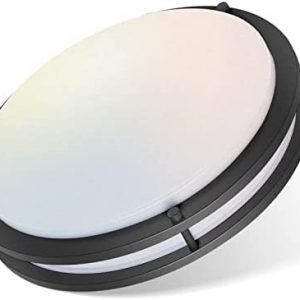 Hisoo LED Flush Mount Ceiling Light, 13 inch Ceiling Light Fixture 30W [375W Equiv] 3000Lm, 3000K/4000K/5000K Dimmable Black Ceiling Light for Hallway, Bedroom, Bathroom, Kitchen, ETL Listed