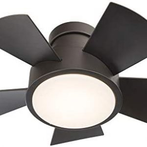 Vox Smart Indoor and Outdoor 5-Blade Flush Mount Ceiling Fan 26in Bronze with 3000K LED Light Kit and Remote Control works with Alexa, Google Assistant, Samsung Smart Things, and iOS or Android App
