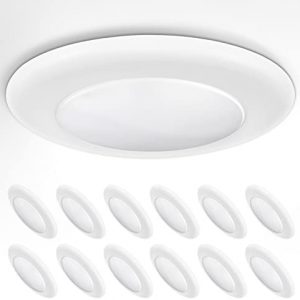 ASD 4 Inch LED Flush Mount Ceiling Light, Wet Rated Dimmable LED Disk Light, CRI 90, J-Box or Recessed Can Installation, White, 650 LM, 10W (85W Eqv.), 3000K, Energy Star, ETL, 12 Pack