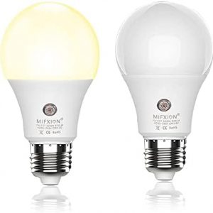 Mingfuxin Dusk to Dawn Light Bulbs [No Stroboscopic Effect] A19 7W LED Smart Bulbs Auto On/Off 60W Equivalent Led Sensor Bulbs Soft White 3000K Indoor Outdoor LED Security Bulbs 2 of Pack