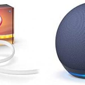 Philips Hue Bluetooth Gradient Ambiance Smart Lightstrip 2m/6ft Base Kit with Plug with Echo Dot (5th Gen Deep Sea Blue)