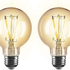 Geeni LUX Amber G25 Edison WiFi LED Smart Bulb, 2700K – 6500K 8W, E26 Base, Dimmable, Tunable White Light, Compatible with Amazon Alexa & Google Home – No Hub Required- 2 Pack