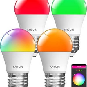 Mini Smart Bulb,2700K-6500K Tunable 6W A15 Led Light Bulbs,60W Equivalent RGB Color Changing Light Bulb Compatible with Alexa,Google for Decorative,Ceiling,Fan,E26 WiFi Smart Alexa Light Bulb,4 Pack