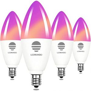 Smart Light Bulbs, White Light 2700k-6500k 6W 600LM – RGBW LED Candelabra Bulb E12 Base – 60W Equivalent – WiFi Light Bulb – Color Changing Bulb, Compatible with Alexa Google Assistant, 4 Pack